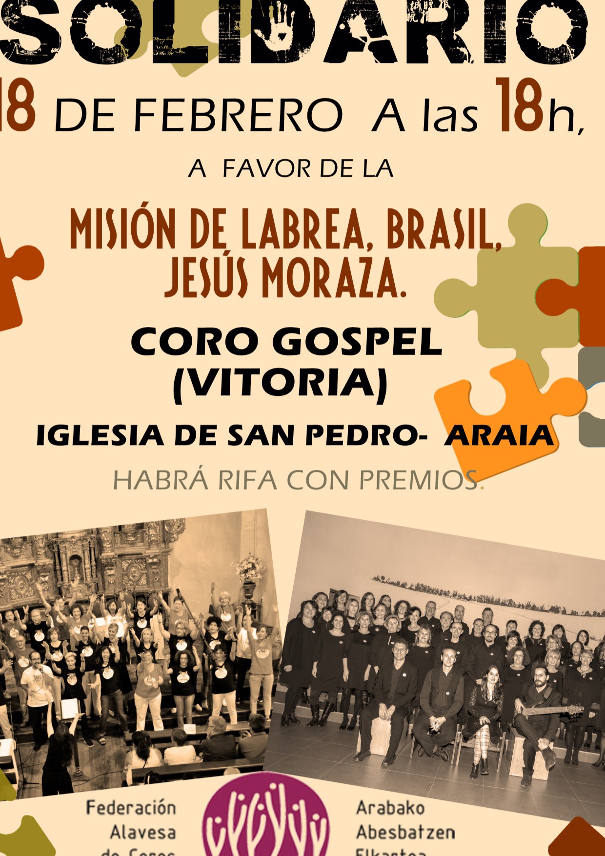 El Joyful Gospel Choir de la Federación de Coros de Alava estará en Araia el domingo 18 de febrero, en un concierto solidario