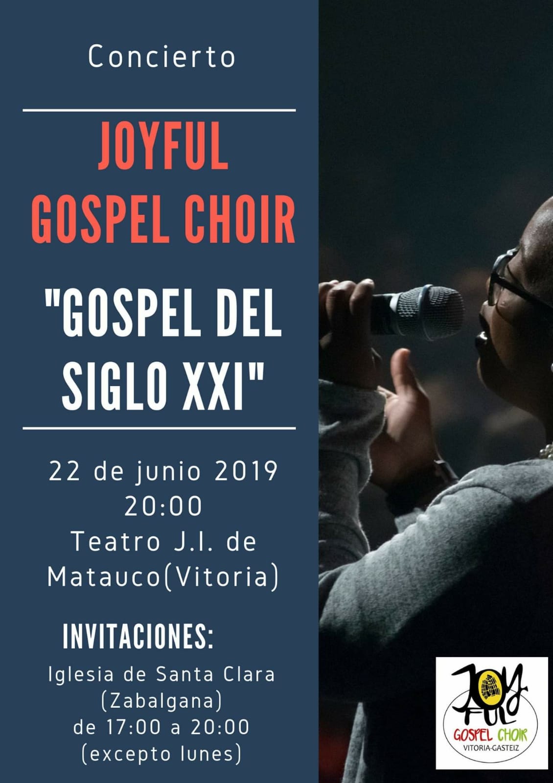 Concierto benéfico Joyful Gospel Choir de Vitoria-Gasteiz , sábado 22 de junio a las 20.00h. 🎶