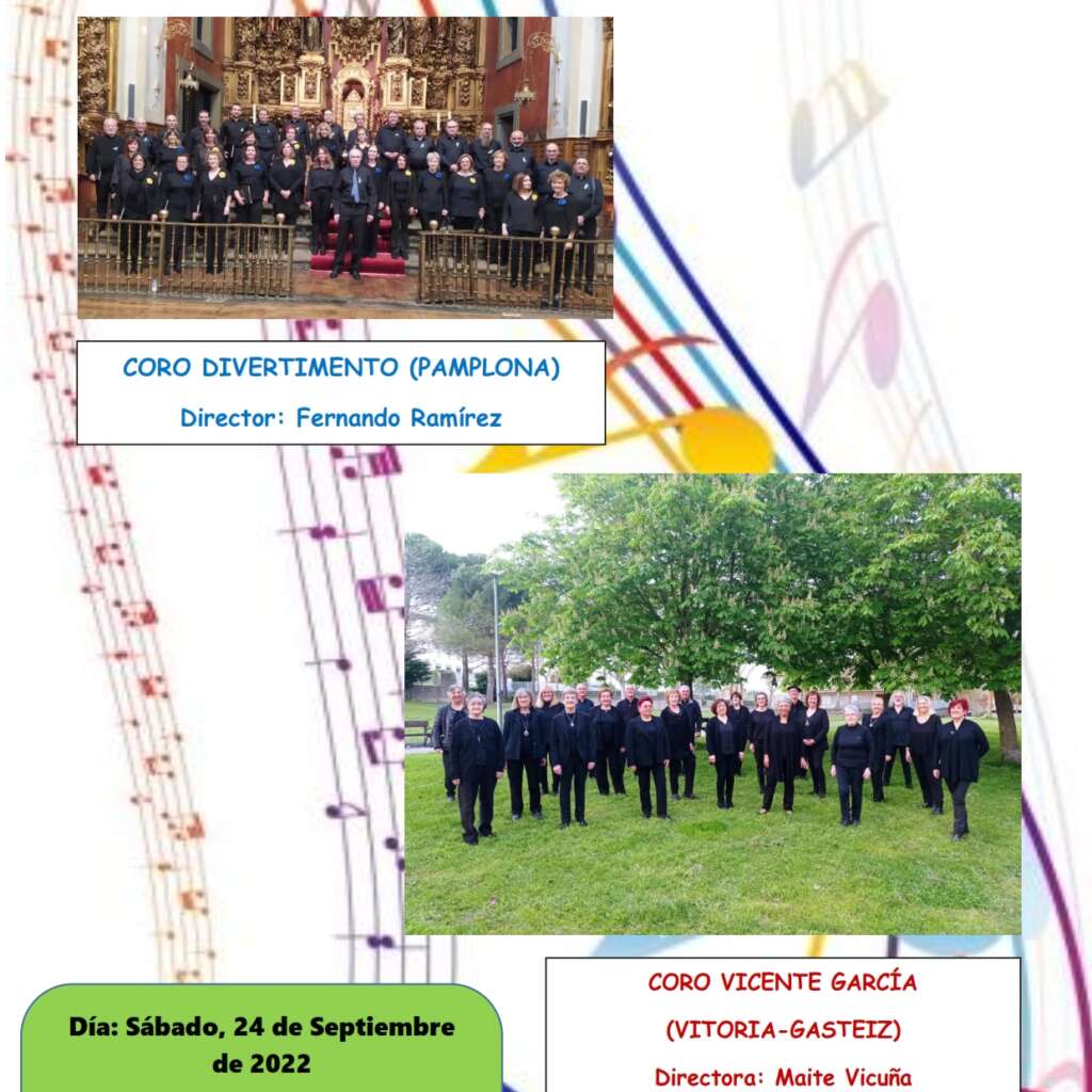 Intercambio Coro Vicente García + Coro Divertimento (Pamplona) el 24 de septiembre en Vitoria-Gasteiz
