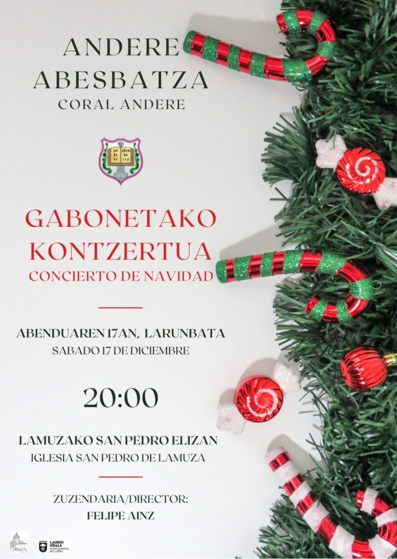 Concierto de Navidad con la coral Andere Abesbatza, sábado 17 de diciembre 2022