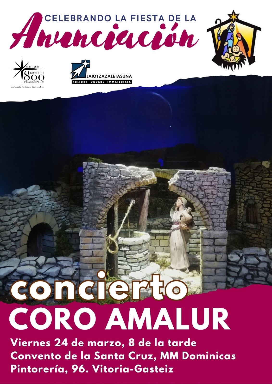 Coro Amalur celebra la Fiesta de la Anunciación con un concierto el viernes, 24 de marzo, en el convento de la Santa Cruz (Dominicas) de Vitoria-Gasteiz