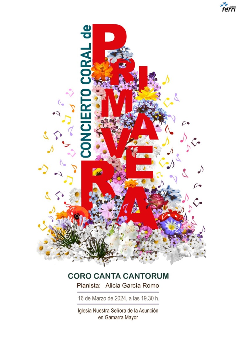 El coro Canta Cantorum dará un concierto el dia 16 de marzo a las 19:30h en la iglesia Nuestra Señora de la Asuncion de Gamarra-Mayor