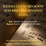 El 22 de noviembre el coro Amalur  abesbatza estara en Bilbao, en la iglesia La Encarnación, con los coros Ad Libitium y Akorde Ahots Taldea. ¡Animaos a venir!